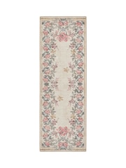 Hug Rug Cream and Floral Print British Made Washable Botantical Border Runner - Image 2 of 4