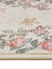 Hug Rug Cream and Floral Print British Made Washable Botantical Border Runner - Image 3 of 4