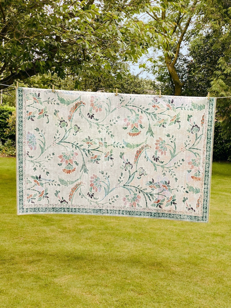 Hug Rug Green Floral British Made Washable English Floral Rug - Image 1 of 4