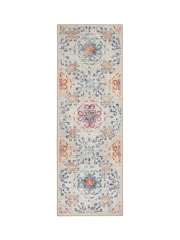 Hug Rug Beige and Blue British Made Washable Modern Damask Runner - Image 2 of 4