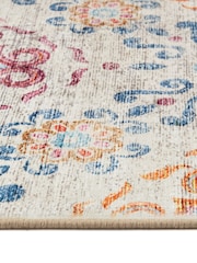 Hug Rug Beige and Blue British Made Washable Modern Damask Runner - Image 3 of 4