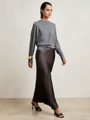Reiss Mauve Saskia Silk Slip Maxi Skirt - Image 4 of 7