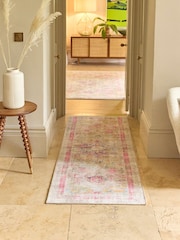 Hug Rug Beige Pink and Blue British Made Washable Neo Classical Runner - Image 1 of 4