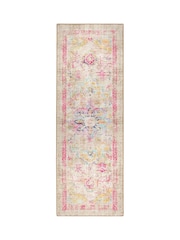 Hug Rug Beige Pink and Blue British Made Washable Neo Classical Runner - Image 2 of 4