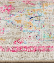 Hug Rug Beige Pink and Blue British Made Washable Neo Classical Runner - Image 3 of 4