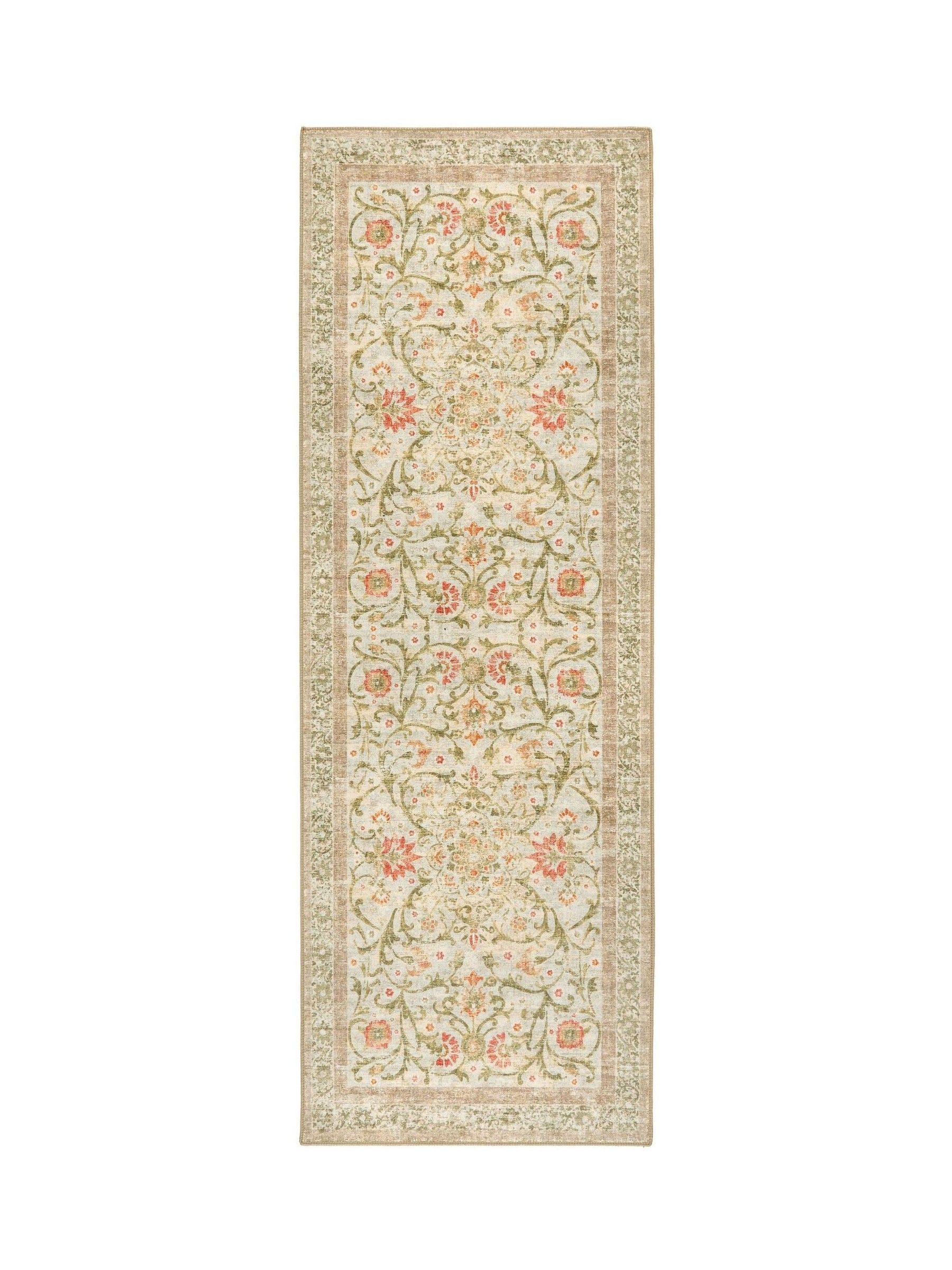 Buy Hug Rug Beige and Green Floral Print British Made Washable Country ...