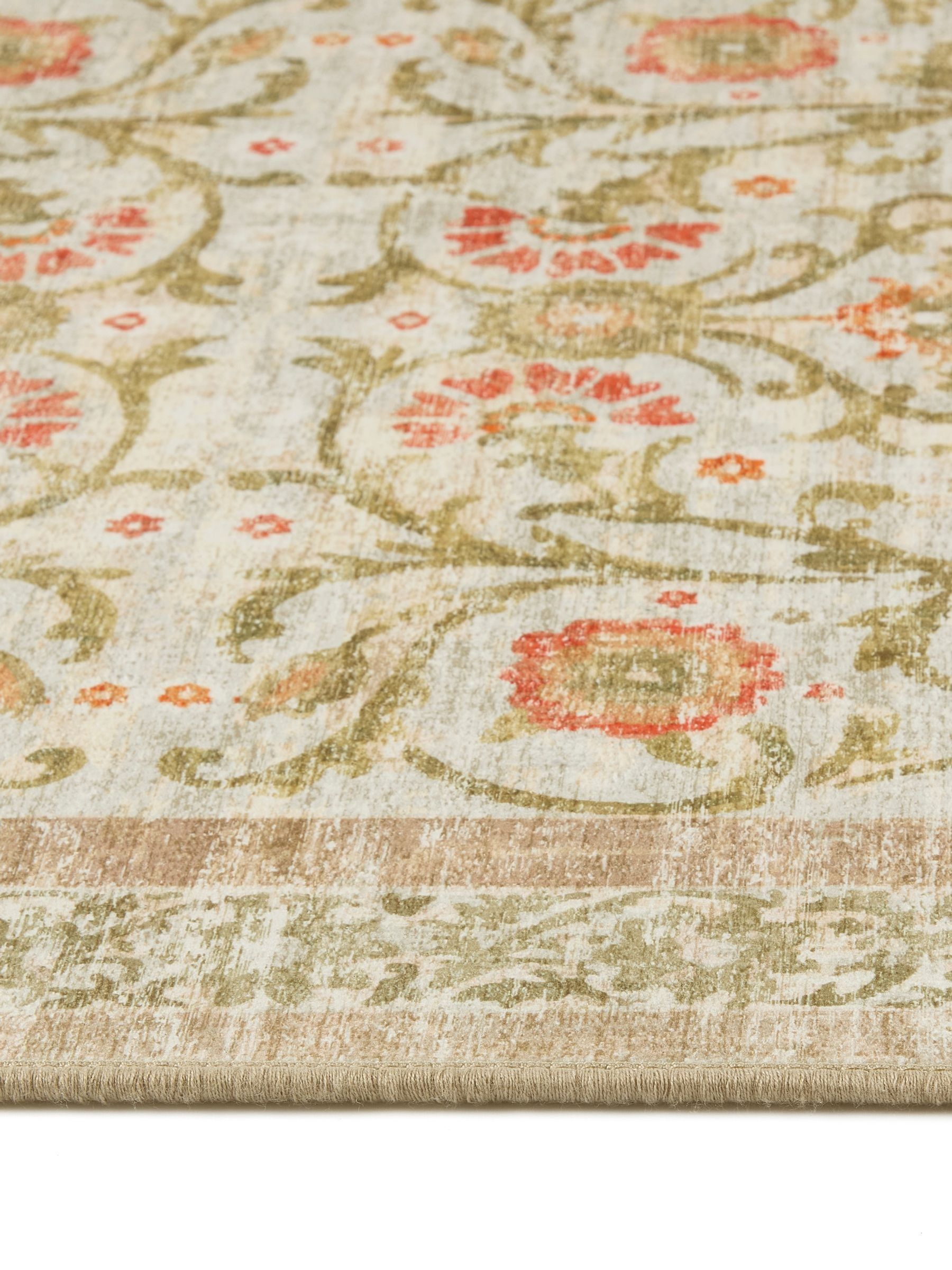 Buy Hug Rug Beige and Green Floral Print British Made Washable Country ...