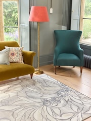 Hug Rug Natural and Grey British Made Washable Art Floral Rug - Image 4 of 6