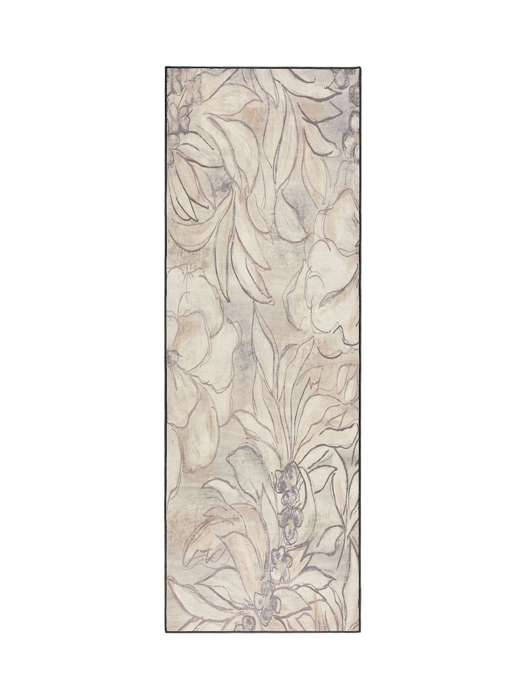 Hug Rug Natural and Grey British Made Washable Art Floral Rug - Image 6 of 6