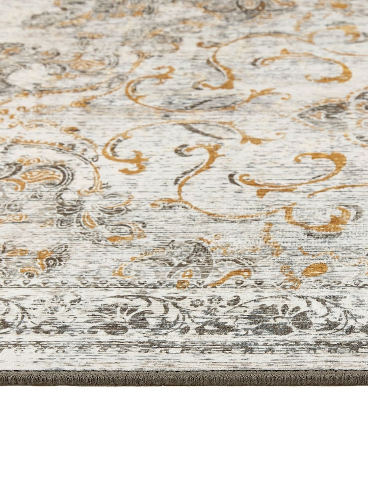 Hug Rug Gold and Grey British Made Washable Baroque Rug - Image 6 of 6