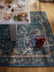 Hug Rug Navy Blue British Made Washable Baroque Rug - Image 1 of 6