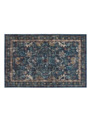 Hug Rug Navy Blue British Made Washable Baroque Rug - Image 4 of 6
