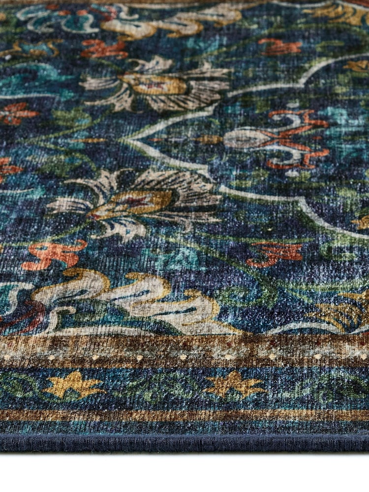 Hug Rug Navy Blue British Made Washable Baroque Rug - Image 6 of 6
