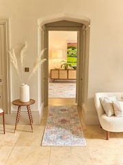 Hug Rug Beige Pink and Blue British Made Washable Modern Damask Rug - Image 2 of 6