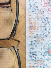 Hug Rug Beige Pink and Blue British Made Washable Modern Damask Rug - Image 3 of 6