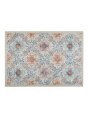 Hug Rug Beige Pink and Blue British Made Washable Modern Damask Rug - Image 5 of 6