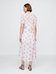 Gap White DÔEN Pintuck Floral Midi Dress - Image 2 of 8