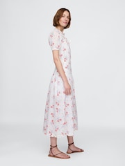 Gap White DÔEN Pintuck Floral Midi Dress - Image 3 of 8