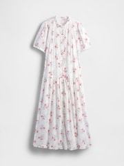 Gap White DÔEN Pintuck Floral Midi Dress - Image 7 of 8