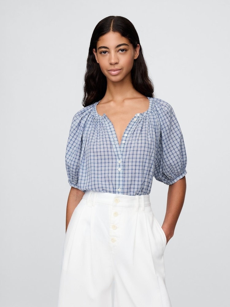 Azul - Gap DÔEN Gingham Blouse - Imagen 1 de 6