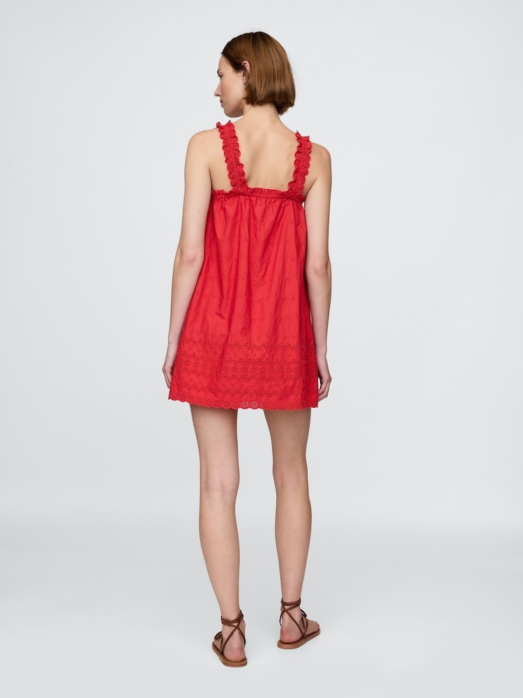 Gap Red DÔEN Eyelet Shift Mini Dress - Image 2 of 8