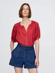 Rojo - Gap DÔEN Gingham Blouse - Imagen 1 de 5
