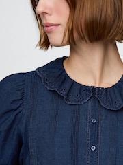 Gap Navy DÔEN Eyelet Short Sleeve Shirt - Image 4 of 6