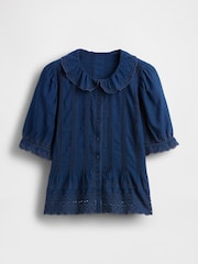 Gap Navy DÔEN Eyelet Short Sleeve Shirt - Image 5 of 6