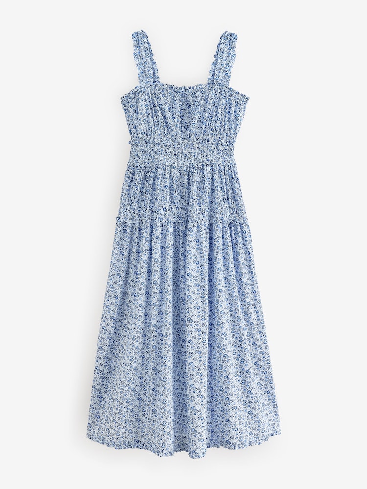 chi chi london blue floral dress Chi Chi London Square Neck Floral Midi Dress in Blue