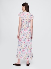 Gap White Floral Crepe Lace-Trim V-Neck Maxi Dress - Image 2 of 5