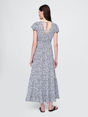 Gap Blue Floral Tiered V-Neck Maxi Dress - Image 2 of 6