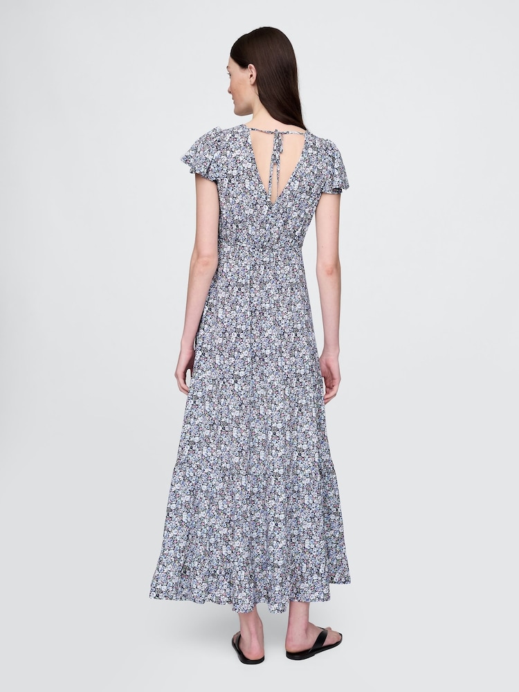 Gap Blue Floral Tiered V-Neck Maxi Dress - Image 2 of 6