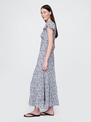 Gap Blue Floral Tiered V-Neck Maxi Dress - Image 3 of 6