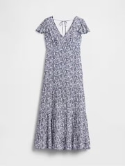 Gap Blue Floral Tiered V-Neck Maxi Dress - Image 5 of 6