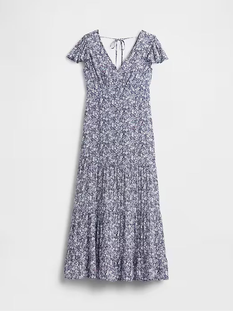 Gap Blue Floral Tiered V-Neck Maxi Dress - Image 5 of 6
