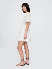 Gap White Flutter-Sleeve Eyelet Mini Dress - Image 3 of 5