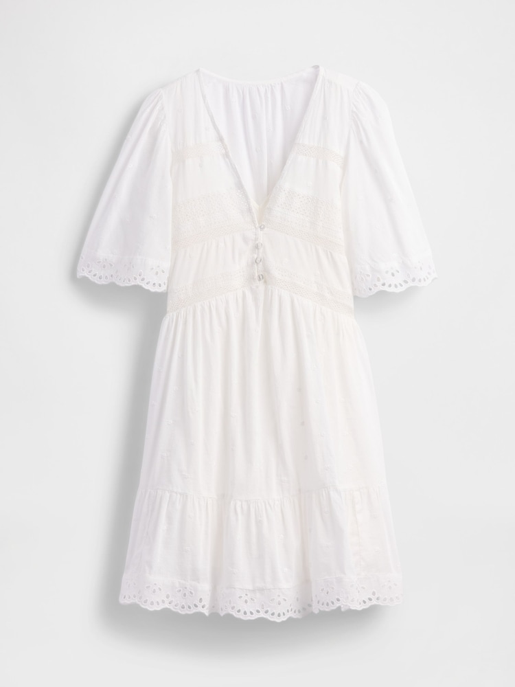 Gap White Flutter-Sleeve Eyelet Mini Dress - Image 5 of 5