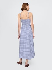Gap Blue/White Gingham Cotton Corset Midi Dress - Image 2 of 5