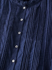 Gap Navy Blue Cotton Button Through Bubble-Sleeve Top - Image 6 of 6
