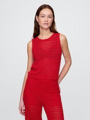 Gap Red 100% Cotton Crochet Vest - Image 1 of 5