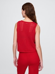 Gap Red 100% Cotton Crochet Vest - Image 2 of 5