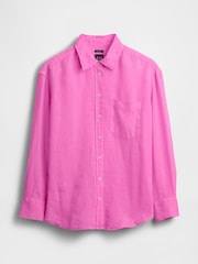 Gap Pink 100% Linen Button Down Long Sleeve Oversized Shirt - Image 5 of 5