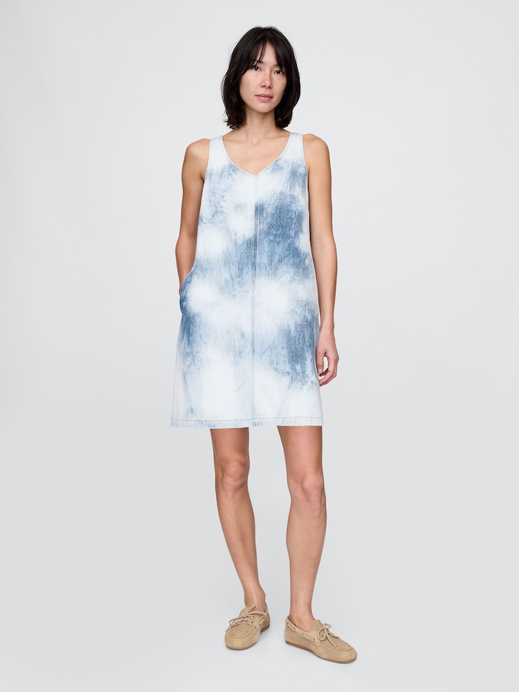 Gap Blue UltraSoft V-Neck Denim Mini Dress - Image 1 of 5