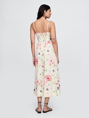 Gap Cream Floral Cotton Corset Midi Dress - Image 2 of 5