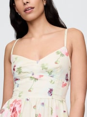 Gap Cream Floral Cotton Corset Midi Dress - Image 5 of 5