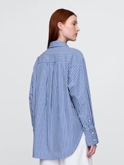 Gap Blue/White Stripe Cotton Poplin Striped Oversized Shirt - Image 2 of 5