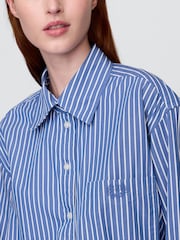 Gap Blue/White Stripe Cotton Poplin Striped Oversized Shirt - Image 4 of 5