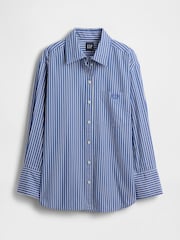Gap Blue/White Stripe Cotton Poplin Striped Oversized Shirt - Image 5 of 5
