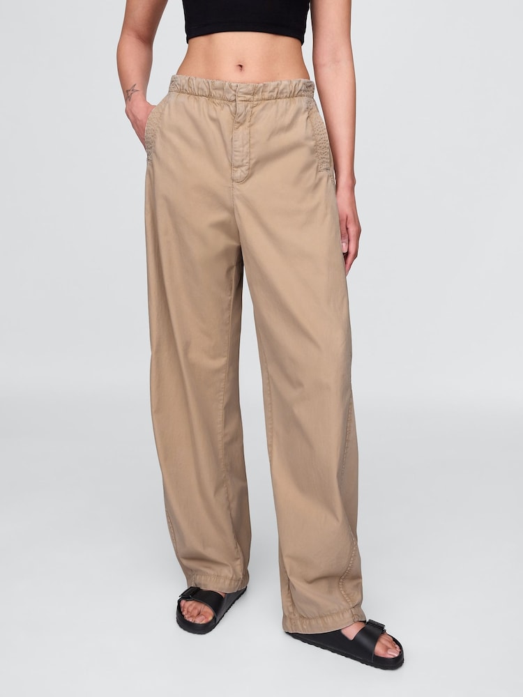 Gap Cream Low Waisted Barrel Parachute Trousers - Image 1 of 5