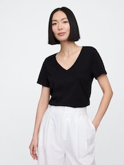 Gap Black V-Neck Favourite Cotton Short Sleeve T-Shirt - Image 1 of 5